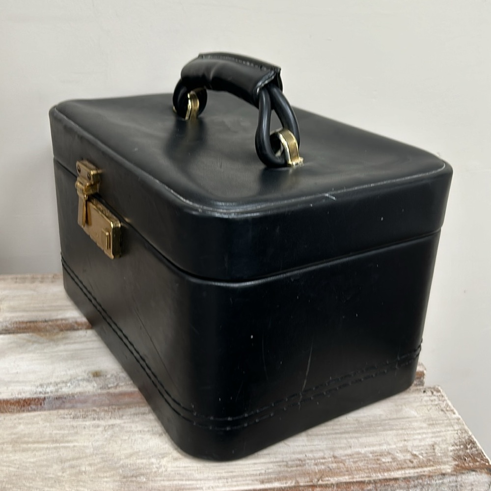 Vintage Amiet Black Leather Beauty Case - Picture 3 of 9
